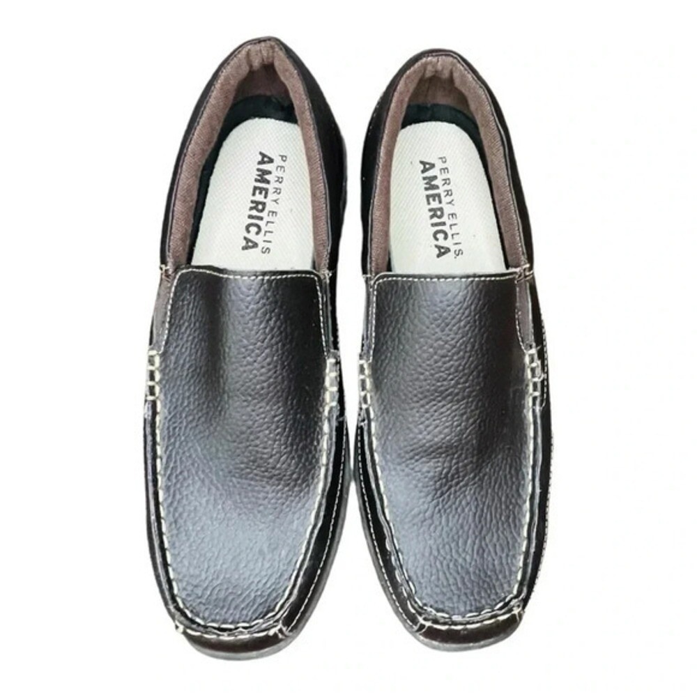Perry Ellis America Soho Loafers Mens 8.5 Brown Leather Slip On U11F079A-16 Mocs